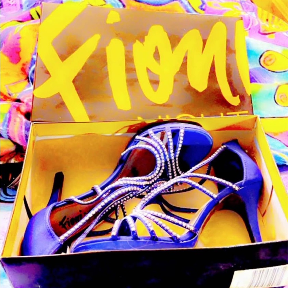 New Vintage Blue Heels with Rhinestone Accents by FIONI Clothing